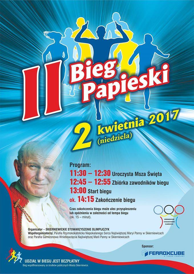 Plakat 2 Biegu Papieskiego w Skierniewicach